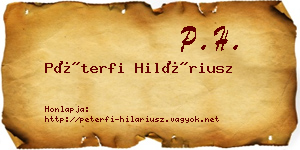 Péterfi Hiláriusz névjegykártya